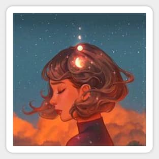 Woman with thoughts Sticker